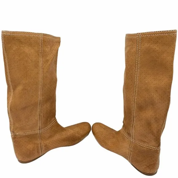 Prada Sport Perforated Leather Mid Calf Flat Boots