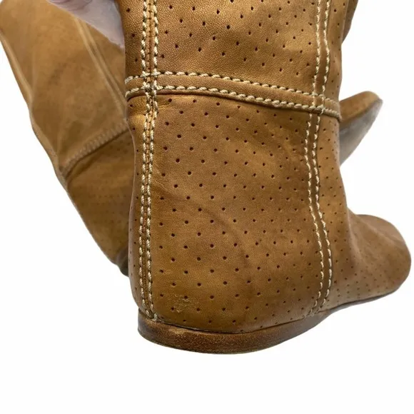 Prada Sport Perforated Leather Mid Calf Flat Boots