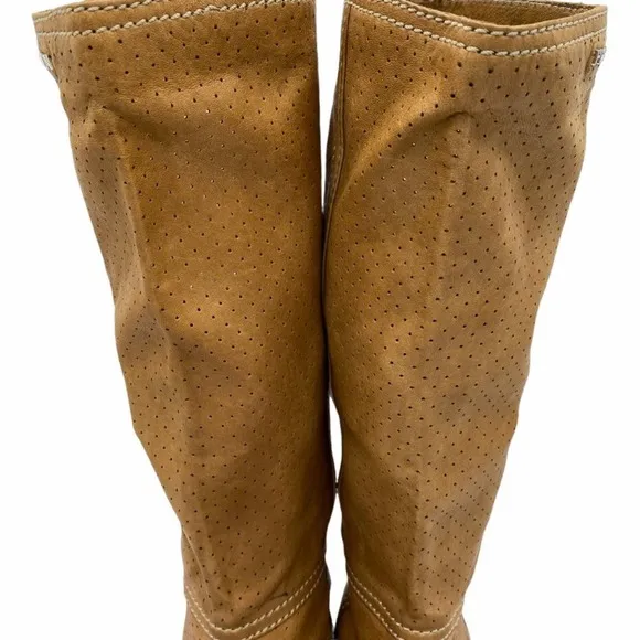 Prada Sport Perforated Leather Mid Calf Flat Boots