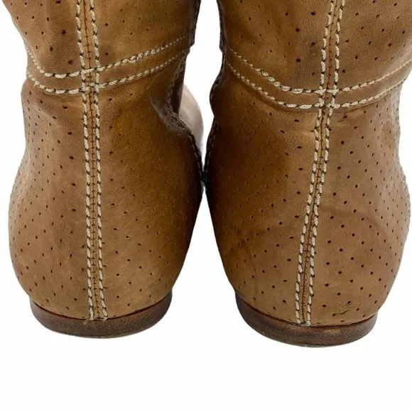 Prada Sport Perforated Leather Mid Calf Flat Boots