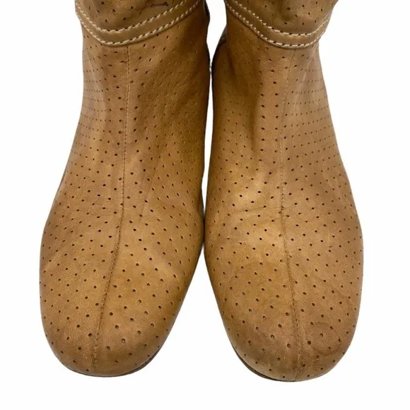 Prada Sport Perforated Leather Mid Calf Flat Boots