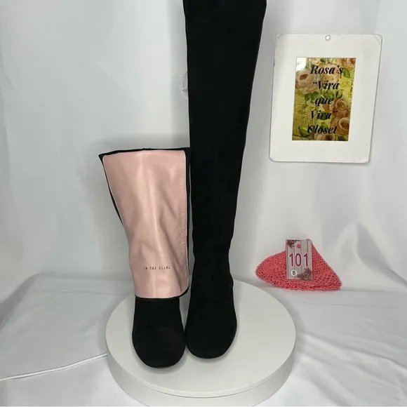 Pretty Ballerinas Up To the Knee Suede Flat Black Boots Size 41