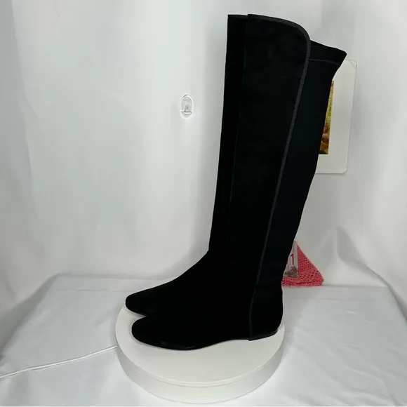 Pretty Ballerinas Up To the Knee Suede Flat Black Boots Size 41
