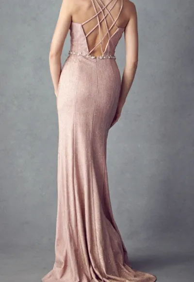 Prom dress, backless fitted high slit navy,burgundy,rose gold