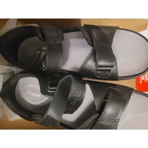 Propet Women's Size 10 wide Pedic walker Sandals Black leather 1in heels Nitb