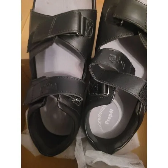 Propet Women's Size 10 wide Pedic walker Sandals Black leather 1in heels Nitb