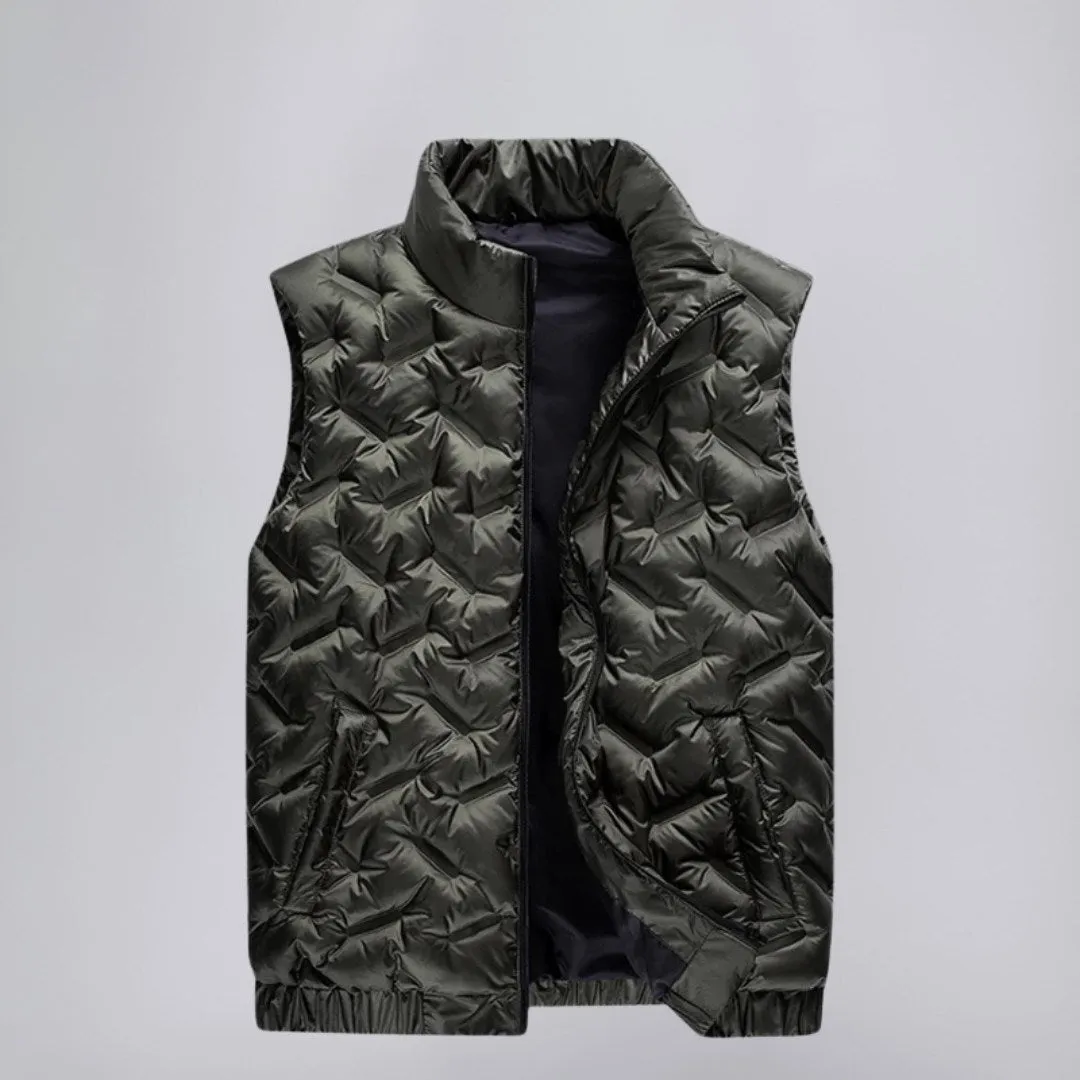 Puffer Vest with Duck Down Insulation and Waterproof Shell