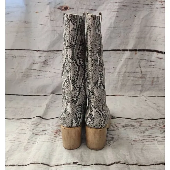 Rachel Comey Alto Snake Print Leather Platform Boots Size 8.5