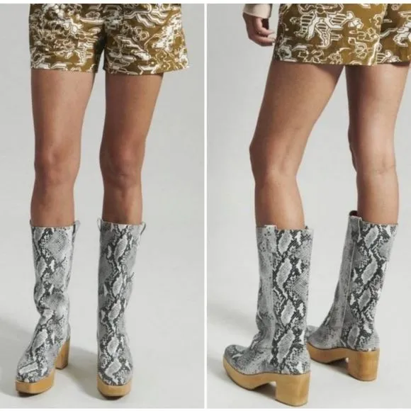 Rachel Comey Alto Snake Print Leather Platform Boots Size 8.5