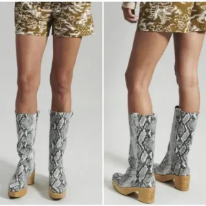 Rachel Comey Alto Snake Print Leather Platform Boots Size 8.5