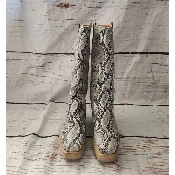 Rachel Comey Alto Snake Print Leather Platform Boots Size 8.5