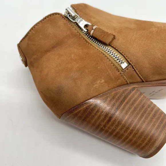 RAG &amp; BONE Boots Womens 37.5 Tan Margot Leather Ankle Bootie Double Zipper Heel
