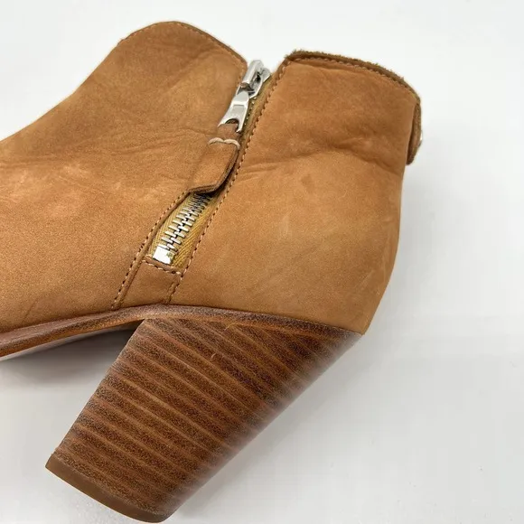RAG &amp; BONE Boots Womens 37.5 Tan Margot Leather Ankle Bootie Double Zipper Heel