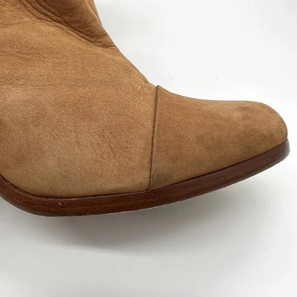 RAG &amp; BONE Boots Womens 37.5 Tan Margot Leather Ankle Bootie Double Zipper Heel
