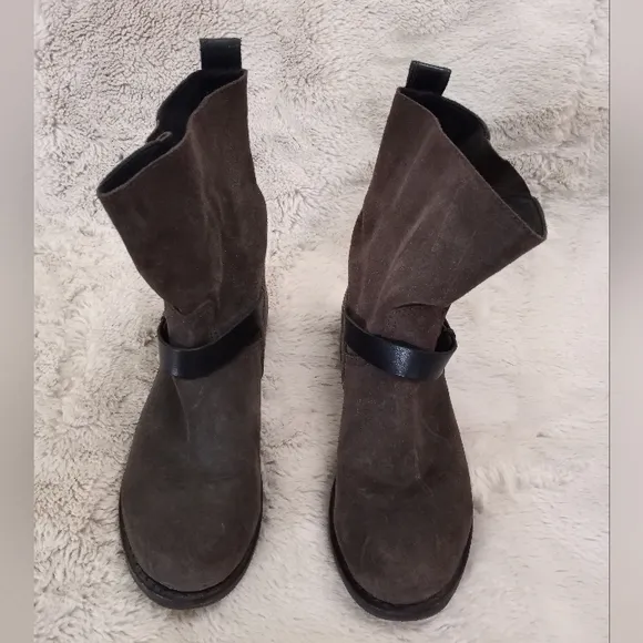 Rag &amp; Bone Distressed Leather Comfy Slouchy Moto Buckle Strapped Boots