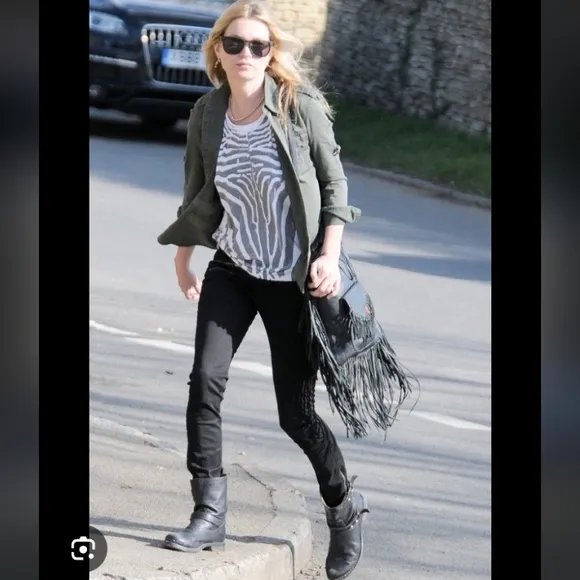 Rag &amp; Bone Distressed Leather Comfy Slouchy Moto Buckle Strapped Boots