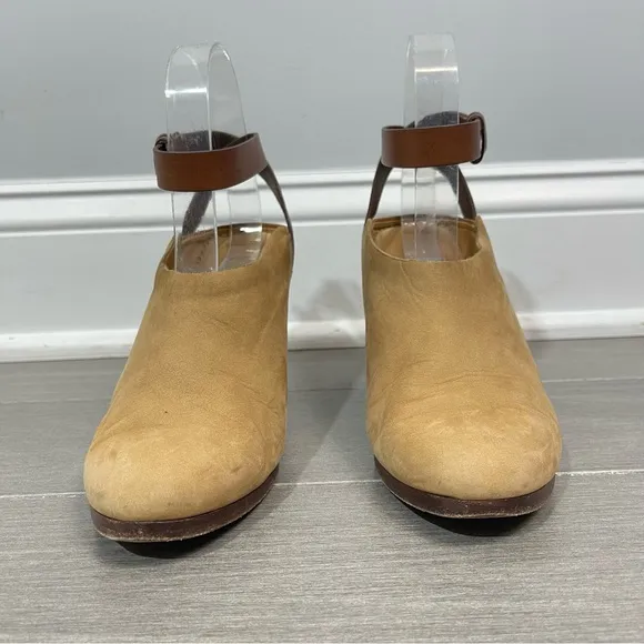 Rag &amp; Bone Kenny Nubuck Ankle Strap Slide Camel 37 7 Boho Western Southwestern