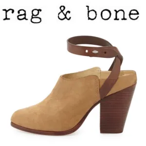 Rag &amp; Bone Kenny Nubuck Ankle Strap Slide Camel 37 7 Boho Western Southwestern