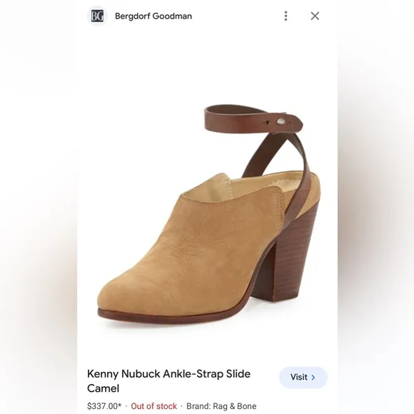 Rag &amp; Bone Kenny Nubuck Ankle Strap Slide Camel 37 7 Boho Western Southwestern