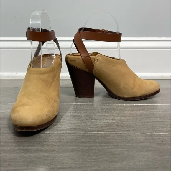 Rag &amp; Bone Kenny Nubuck Ankle Strap Slide Camel 37 7 Boho Western Southwestern