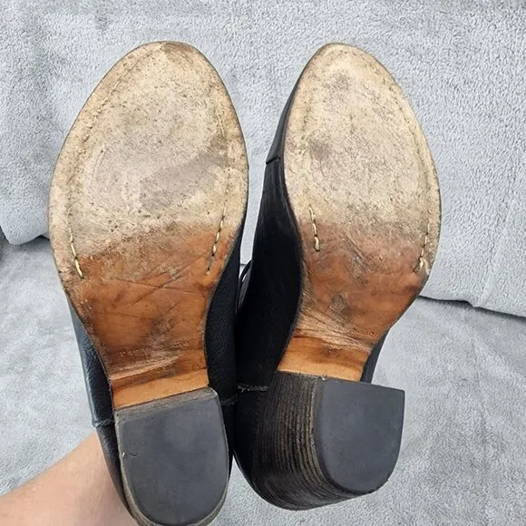 Rag &amp; Bone Shoes Womens 9 Harrow Black Leather Ankle Booties Knob Post Strap