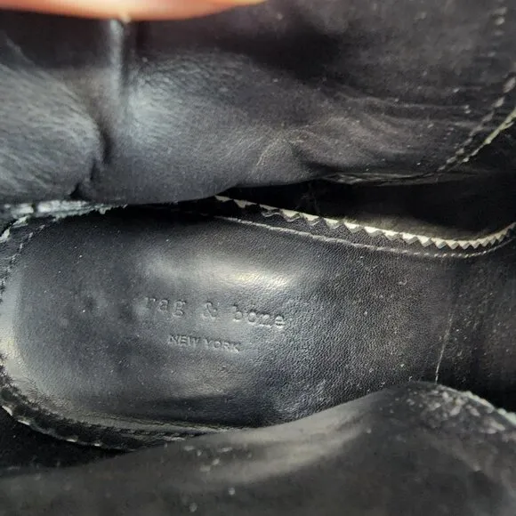 Rag &amp; Bone Shoes Womens 9 Harrow Black Leather Ankle Booties Knob Post Strap