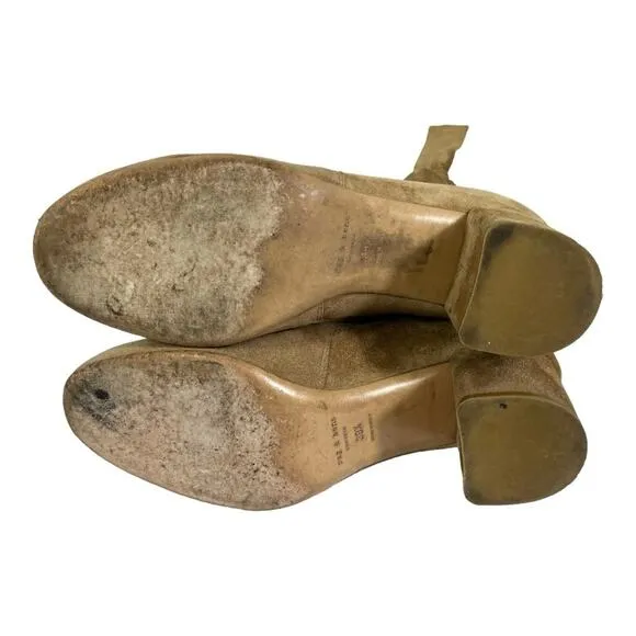 Rag &amp; Bone Suede Block Heel Dahlia Ankle Tie Bootie 39 1/2 /9.5 (runs small)