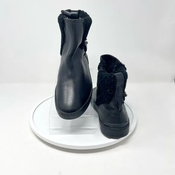 RAG &amp; BONES Boots Women Size 36 / US 5 Shearling Flat Farling Black Zipper Ankle