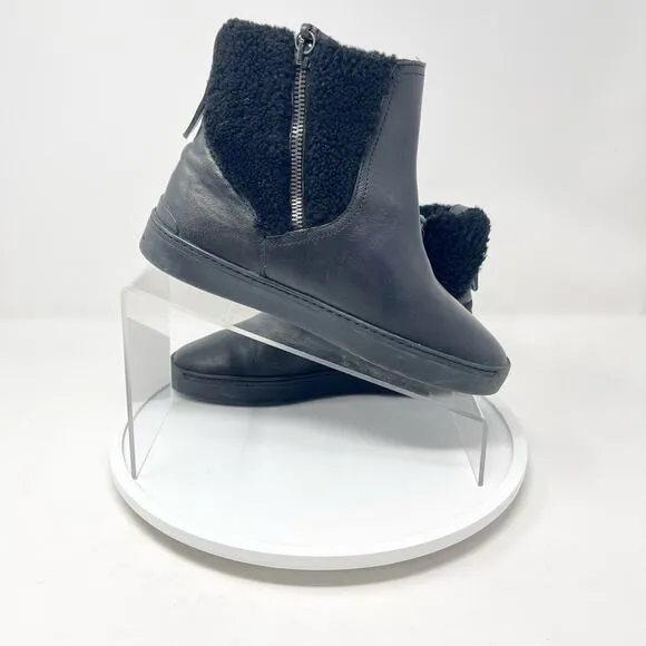 RAG &amp; BONES Boots Women Size 36 / US 5 Shearling Flat Farling Black Zipper Ankle
