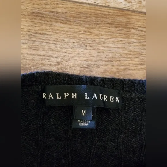 Ralph Lauren Black Label 100% Cashmere Cable Knit Fringe Women's M Sweater Vest