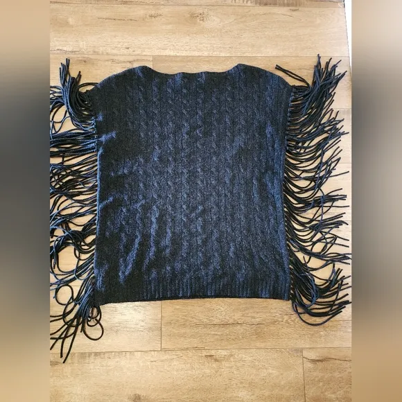 Ralph Lauren Black Label 100% Cashmere Cable Knit Fringe Women's M Sweater Vest