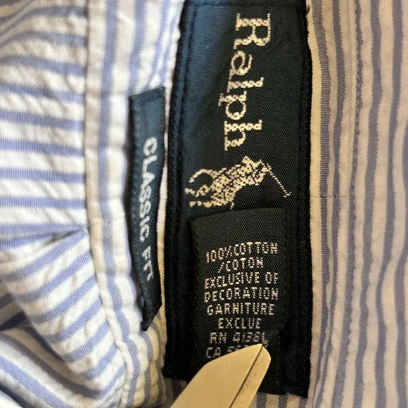 Ralph Lauren Blue striped button down shirt men’s size XL