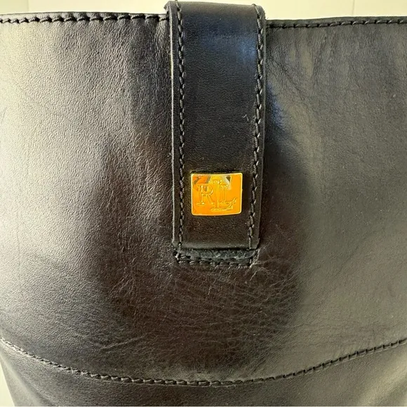 Ralph Lauren Flat Black Knee High Riding Boots Old Money Classic