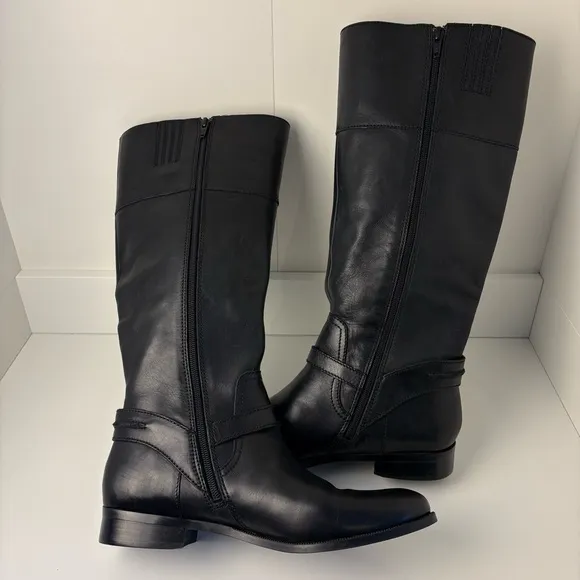 Ralph Lauren Flat Black Knee High Riding Boots Old Money Classic