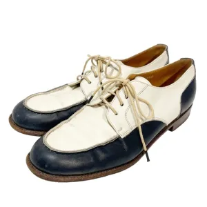 Ralph Lauren Italy Oxfords Women’s 7.5B Blue White Leather Saddle Shoes 2 Tone