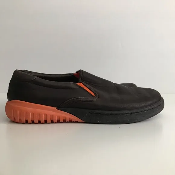 Ralph Lauren Leather Brown and Orange Slip-On Shoes
