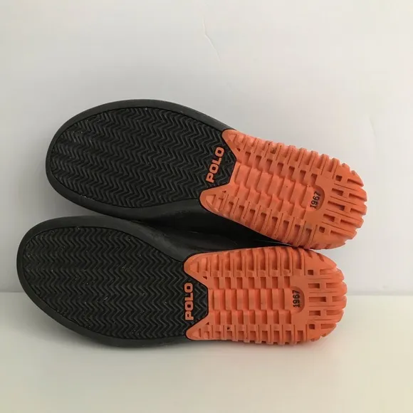Ralph Lauren Leather Brown and Orange Slip-On Shoes