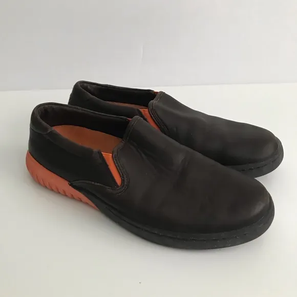 Ralph Lauren Leather Brown and Orange Slip-On Shoes