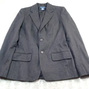 Ralph Lauren Wool Angora Cashmere Blazer Sz 2‎ Italy Black 2 Button Pockets
