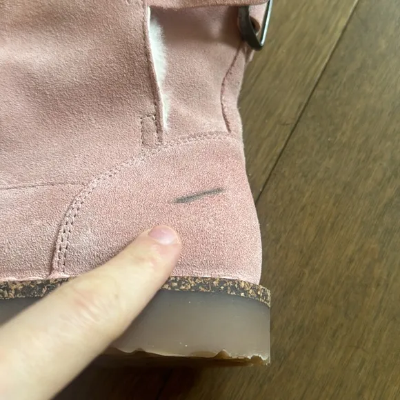 Rare Birkenstock Uppsala Shearling Suede Leather Pink Boots size 36 us 5-5.5