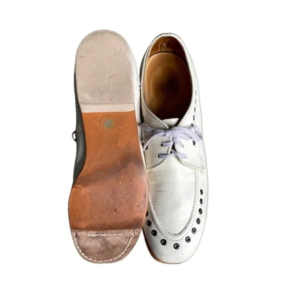 RARE Vintage Sunbeam White Bowl Oxford Shoes Footwear Leather Flat Loafer US 7.5