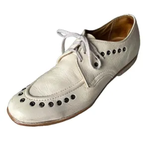 RARE Vintage Sunbeam White Bowl Oxford Shoes Footwear Leather Flat Loafer US 7.5