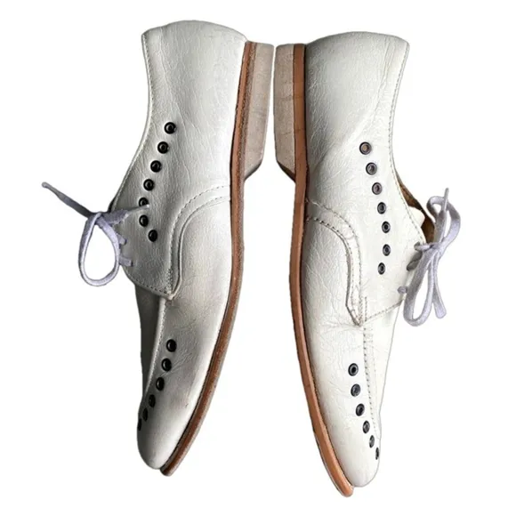 RARE Vintage Sunbeam White Bowl Oxford Shoes Footwear Leather Flat Loafer US 7.5