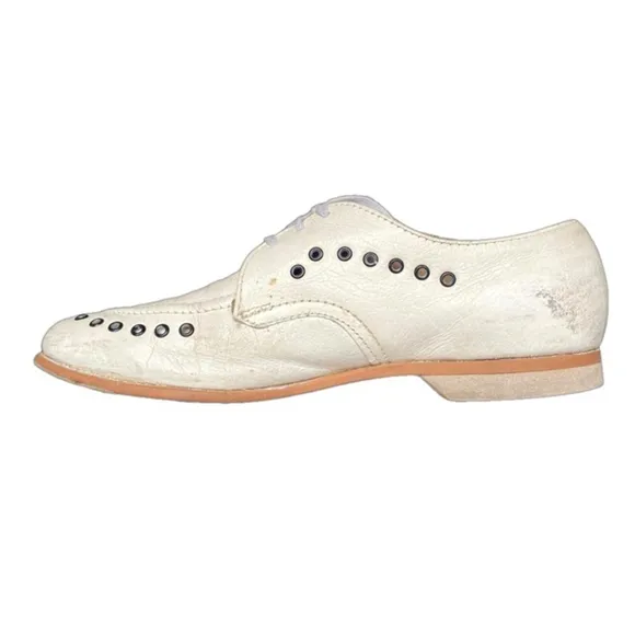 RARE Vintage Sunbeam White Bowl Oxford Shoes Footwear Leather Flat Loafer US 7.5