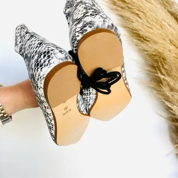 RAYE REVOLVE Black White Two Tone Snakeskin Toe Lace Up Ballet Flats Shoes 36