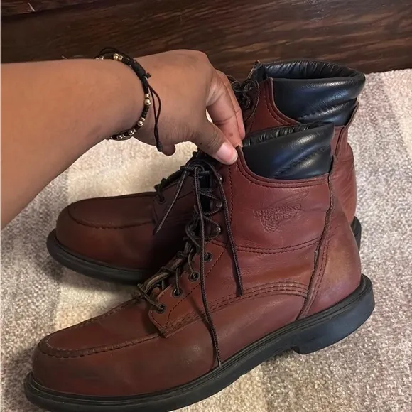 Red Wing Brown Leather Moc-Toe Work Boots