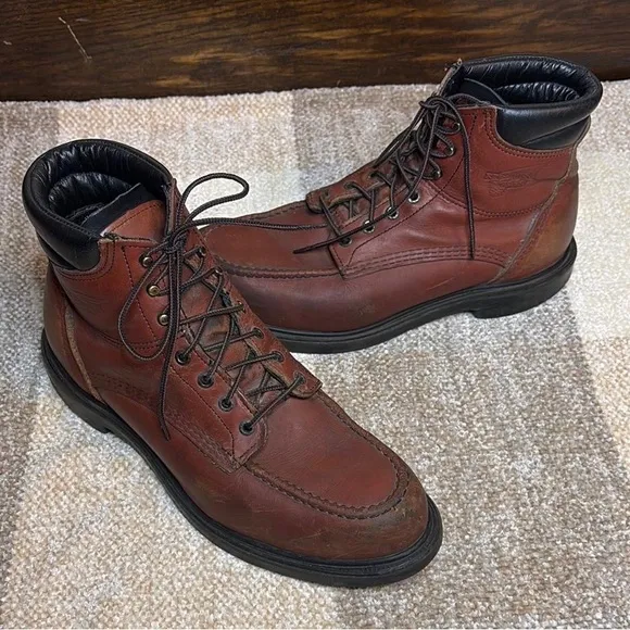 Red Wing Brown Leather Moc-Toe Work Boots