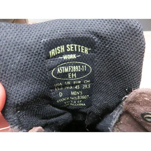 Red Wing Irish Setter 83607 EH Brown Leather Steel Toe Work Boots Size 11.5‎ D