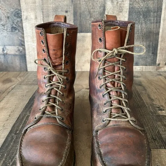 Red Wing Irish Setter Vintage Moc Toe Work Boots Mens 15 B