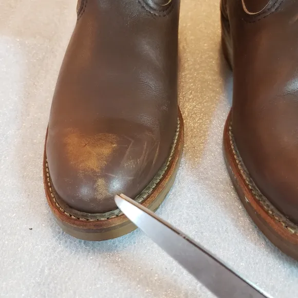Red Wing Men's 8 EE 1155 Pecos Boots Brown Made In USA Vintage Work Boots Flaws